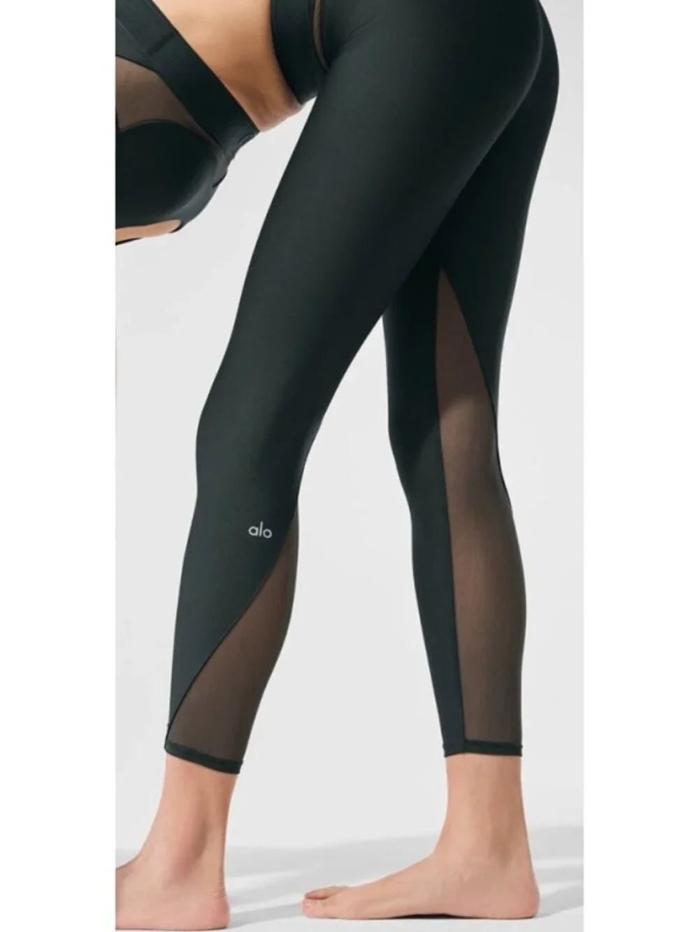 Alo Airlift High-Waist Rebel Legging Charcoal Green Mesh Cut-Outs Cutout Hi-Rise